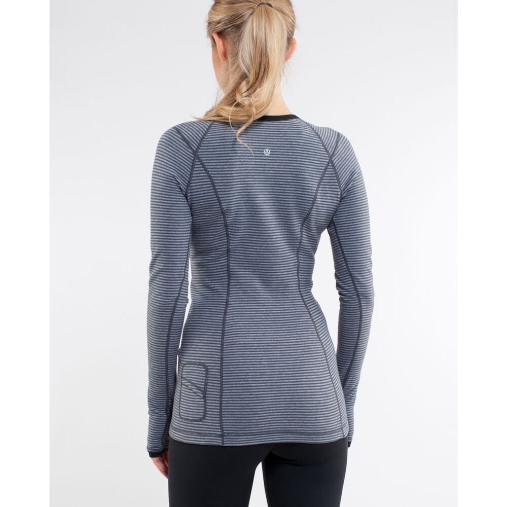 Lululemon Run: Turn Around Long Sleeve In Deep Coal Mini Check Size 10 - Picture 3 of 12
